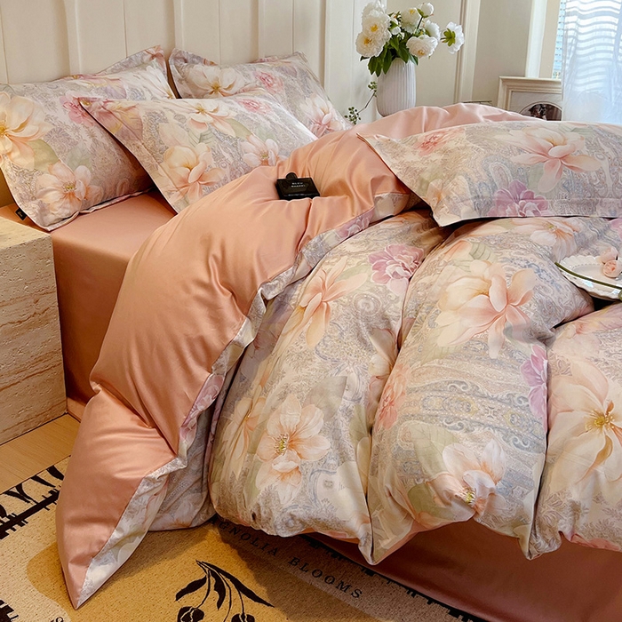 91家纺网 家纺一手货源 找家纺 悦织湾家纺 2025爆款上新【全棉60S长绒棉】100%全棉60S长绒棉四件套纯棉印花床上用品34件套轻奢北欧公主风 秋日来信