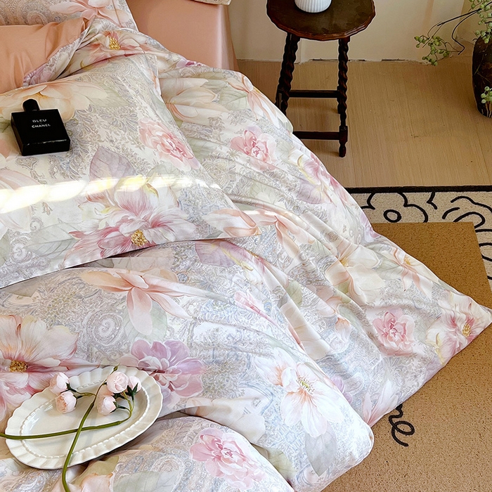 91家纺网 家纺一手货源 找家纺 悦织湾家纺 2025爆款上新【全棉60S长绒棉】100%全棉60S长绒棉四件套纯棉印花床上用品34件套轻奢北欧公主风 秋日来信