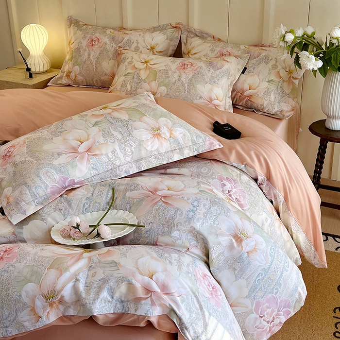 91家纺网 家纺一手货源 找家纺 悦织湾家纺 2025爆款上新【全棉60S长绒棉】100%全棉60S长绒棉四件套纯棉印花床上用品34件套轻奢北欧公主风 秋日来信