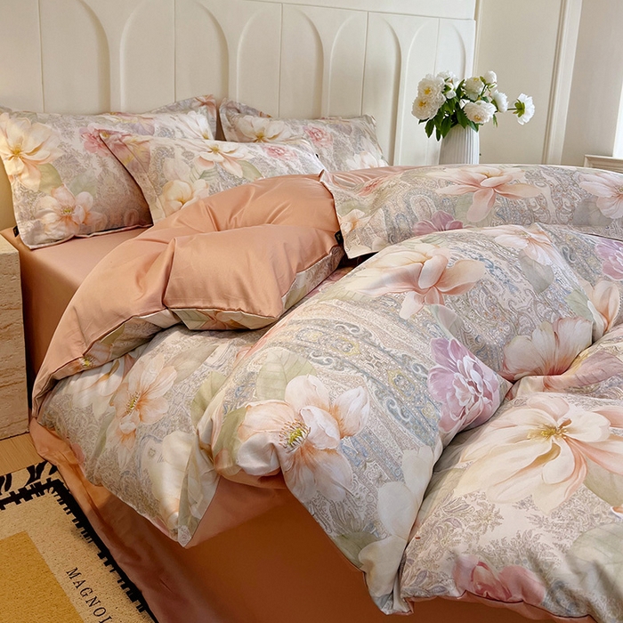 91家纺网 家纺一手货源 找家纺 悦织湾家纺 2025爆款上新【全棉60S长绒棉】100%全棉60S长绒棉四件套纯棉印花床上用品34件套轻奢北欧公主风 秋日来信