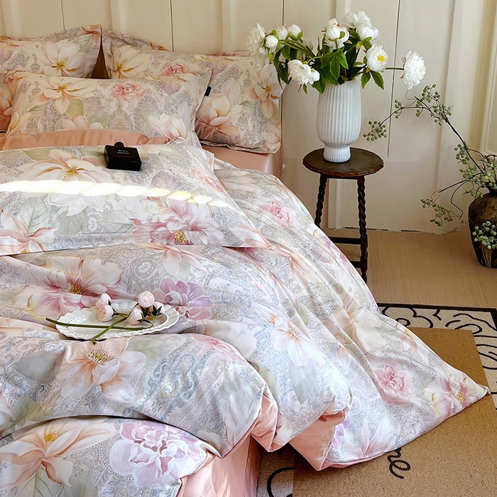 91家纺网 家纺一手货源 找家纺 悦织湾家纺 2025爆款上新【全棉60S长绒棉】100%全棉60S长绒棉四件套纯棉印花床上用品34件套轻奢北欧公主风 秋日来信