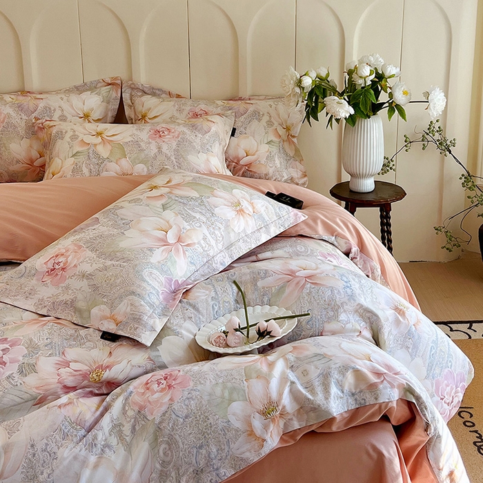 91家纺网 家纺一手货源 找家纺 悦织湾家纺 2025爆款上新【全棉60S长绒棉】100%全棉60S长绒棉四件套纯棉印花床上用品34件套轻奢北欧公主风 秋日来信