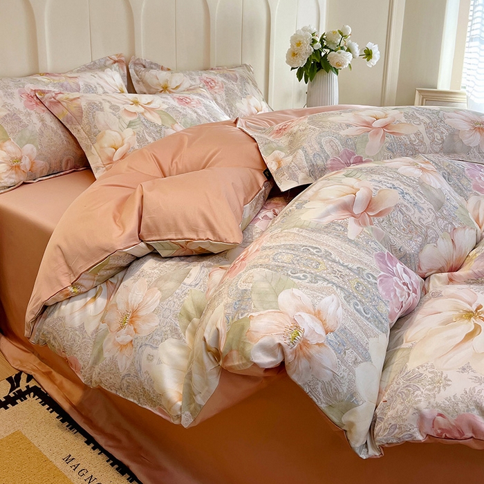 91家纺网 家纺一手货源 找家纺 悦织湾家纺 2025爆款上新【全棉60S长绒棉】100%全棉60S长绒棉四件套纯棉印花床上用品34件套轻奢北欧公主风 秋日来信