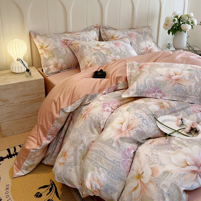 91家纺网 家纺一手货源 找家纺 悦织湾家纺 2025爆款上新【全棉60S长绒棉】100%全棉60S长绒棉四件套纯棉印花床上用品34件套轻奢北欧公主风 秋日来信