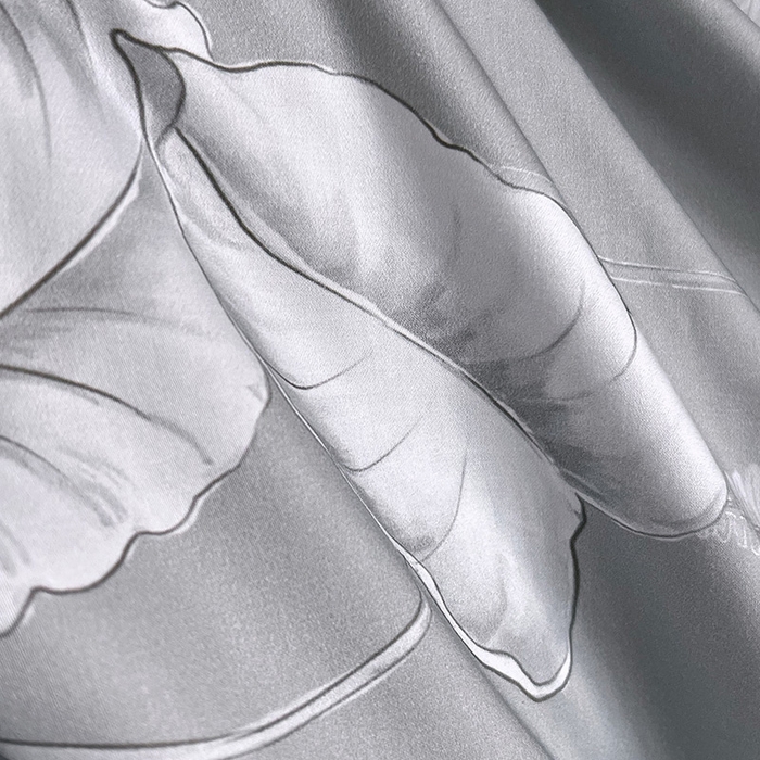 91家纺网 家纺一手货源 找家纺 悦织湾家纺 2025爆款上新【全棉60S长绒棉】100%全棉60S长绒棉四件套纯棉印花床上用品34件套轻奢北欧公主风 风华枝叶-灰