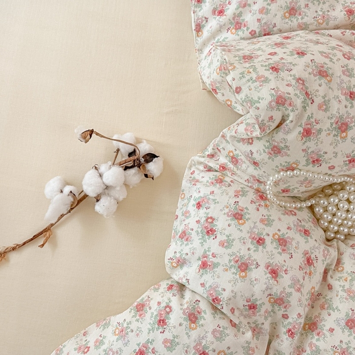 91家纺网 家纺一手货源 找家纺 芙绣家纺2025新款-A类全棉双层纱小清新印花单枕套学生单枕套 春风里