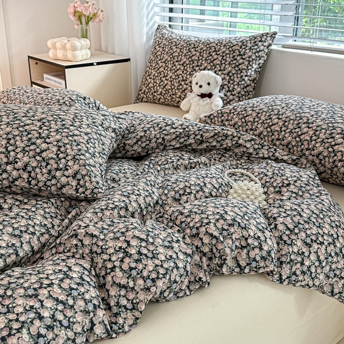 91家纺网 家纺一手货源 找家纺 芙绣家纺2025新款-A类全棉双层纱小清新印花单枕套学生单枕套 繁花似锦