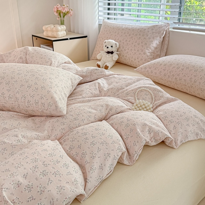 91家纺网 家纺一手货源 找家纺 芙绣家纺2025新款-A类全棉双层纱小清新印花单枕套学生单枕套 花间絮语