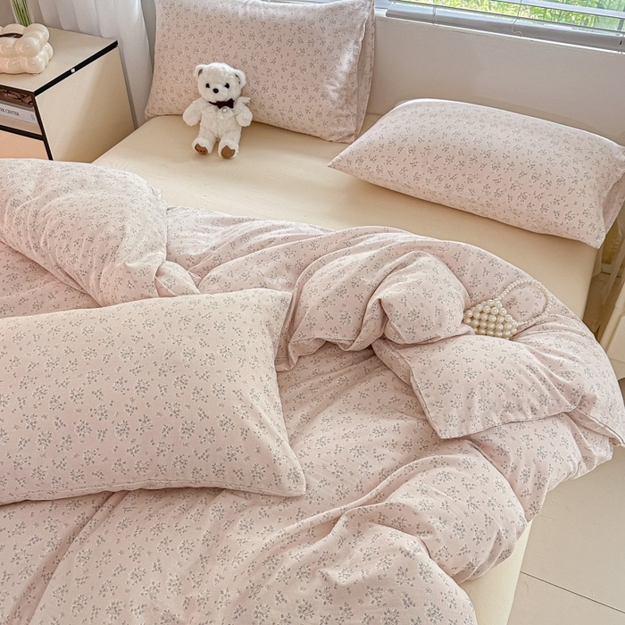 91家纺网 家纺一手货源 找家纺 芙绣家纺2025新款-A类全棉双层纱小清新印花单枕套学生单枕套 花间絮语