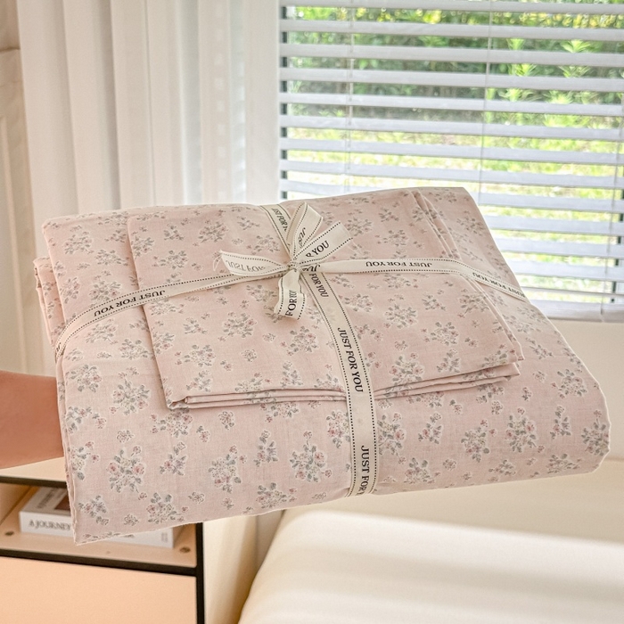 91家纺网 家纺一手货源 找家纺 芙绣家纺2025新款-A类全棉双层纱小清新印花单枕套学生单枕套 花间絮语