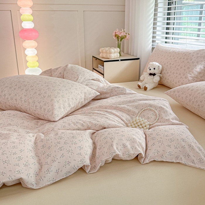 91家纺网 家纺一手货源 找家纺 芙绣家纺2025新款-A类全棉双层纱小清新印花单枕套学生单枕套 花间絮语