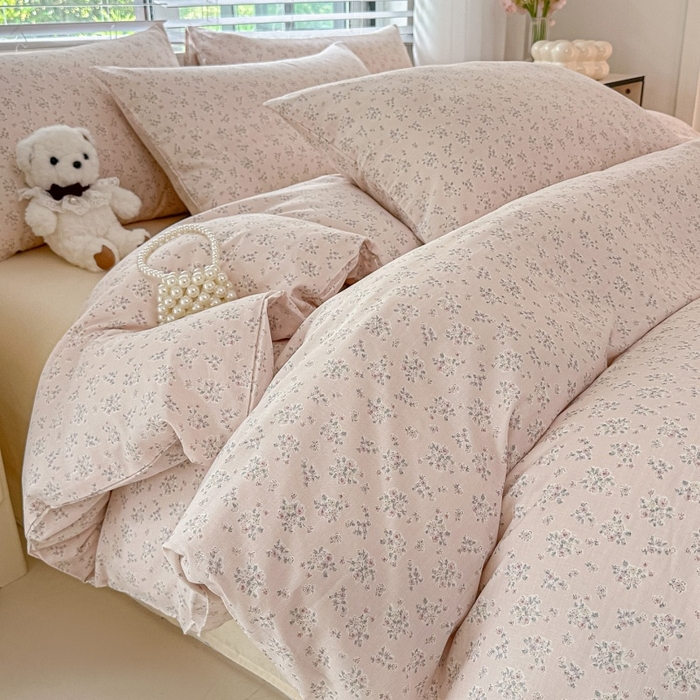 91家纺网 家纺一手货源 找家纺 芙绣家纺2025新款-A类全棉双层纱小清新印花单枕套学生单枕套 花间絮语