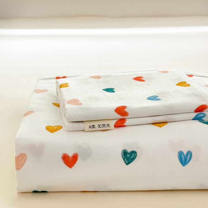 91家纺网 家纺一手货源 找家纺 芙绣家纺2025新款-A类全棉双层纱小清新印花单枕套学生单枕套 漫天心