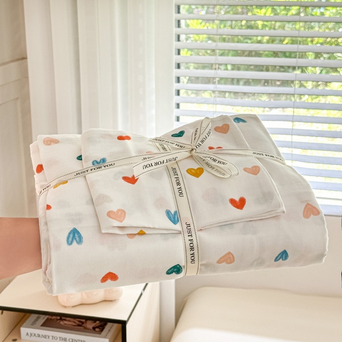 91家纺网 家纺一手货源 找家纺 芙绣家纺2025新款-A类全棉双层纱小清新印花单枕套学生单枕套 漫天心