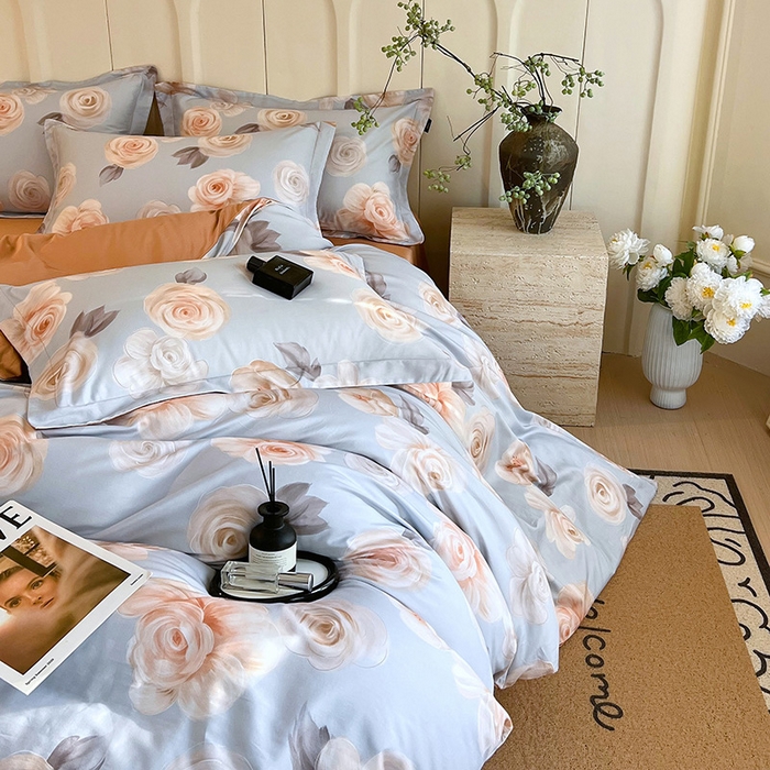 91家纺网 家纺一手货源 找家纺 悦织湾家纺 2025爆款上新【全棉60S长绒棉】100%全棉60S长绒棉四件套纯棉印花床上用品34件套轻奢北欧公主风 漫月