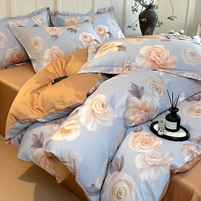 91家纺网 家纺一手货源 找家纺 悦织湾家纺 2025爆款上新【全棉60S长绒棉】100%全棉60S长绒棉四件套纯棉印花床上用品34件套轻奢北欧公主风 漫月