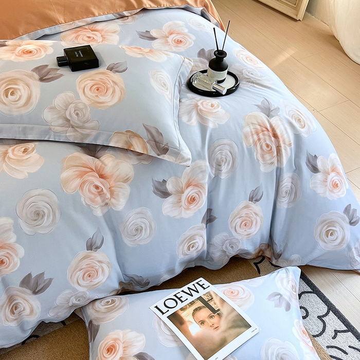 91家纺网 家纺一手货源 找家纺 悦织湾家纺 2025爆款上新【全棉60S长绒棉】100%全棉60S长绒棉四件套纯棉印花床上用品34件套轻奢北欧公主风 漫月