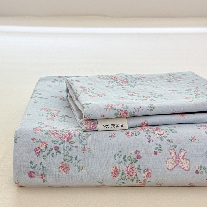 91家纺网 家纺一手货源 找家纺 芙绣家纺2025新款-A类全棉双层纱小清新印花单枕套学生单枕套 蔷薇梦境