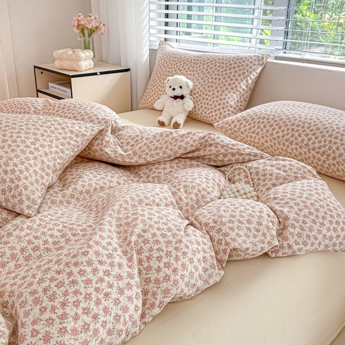 91家纺网 家纺一手货源 找家纺 芙绣家纺2025新款-A类全棉双层纱小清新印花单枕套学生单枕套 十里桃花