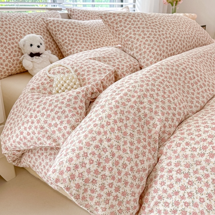 91家纺网 家纺一手货源 找家纺 芙绣家纺2025新款-A类全棉双层纱小清新印花单枕套学生单枕套 十里桃花