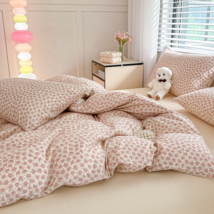 91家纺网 家纺一手货源 找家纺 芙绣家纺2025新款-A类全棉双层纱小清新印花单枕套学生单枕套 十里桃花