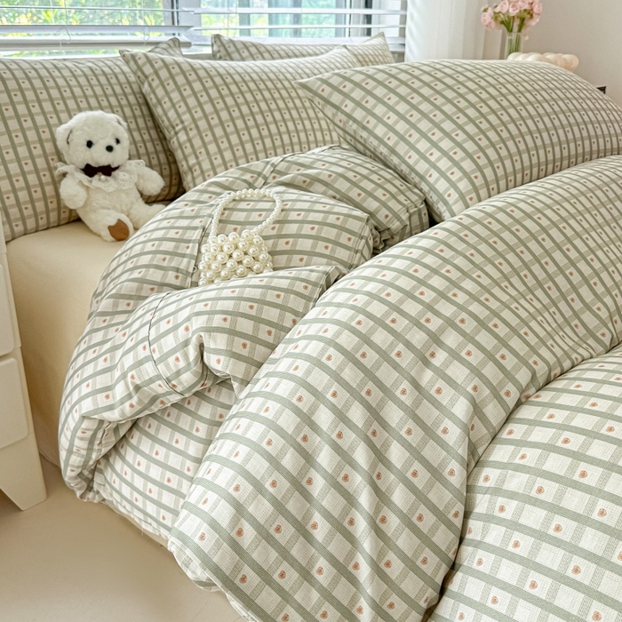 91家纺网 家纺一手货源 找家纺 芙绣家纺2025新款-A类全棉双层纱小清新印花单枕套学生单枕套 甜心格格