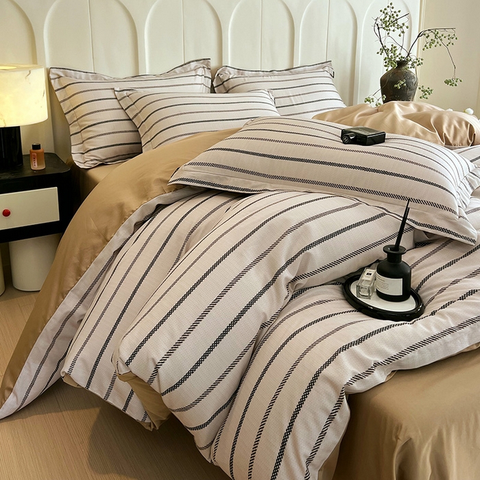 91家纺网 家纺一手货源 找家纺 悦织湾家纺 2025爆款上新【全棉60S长绒棉】100%全棉60S长绒棉四件套纯棉印花床上用品34件套轻奢北欧公主风 格蒂斯-咖