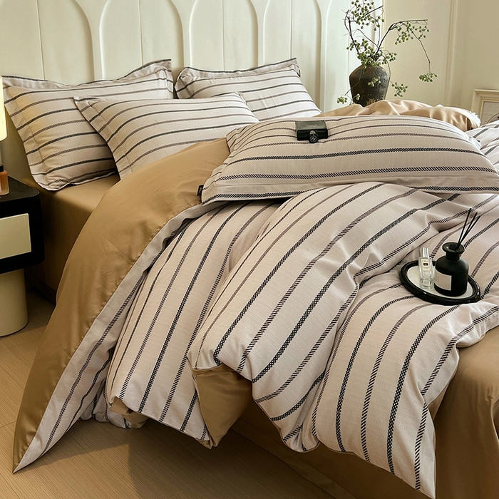 91家纺网 家纺一手货源 找家纺 悦织湾家纺 2025爆款上新【全棉60S长绒棉】100%全棉60S长绒棉四件套纯棉印花床上用品34件套轻奢北欧公主风 格蒂斯-咖