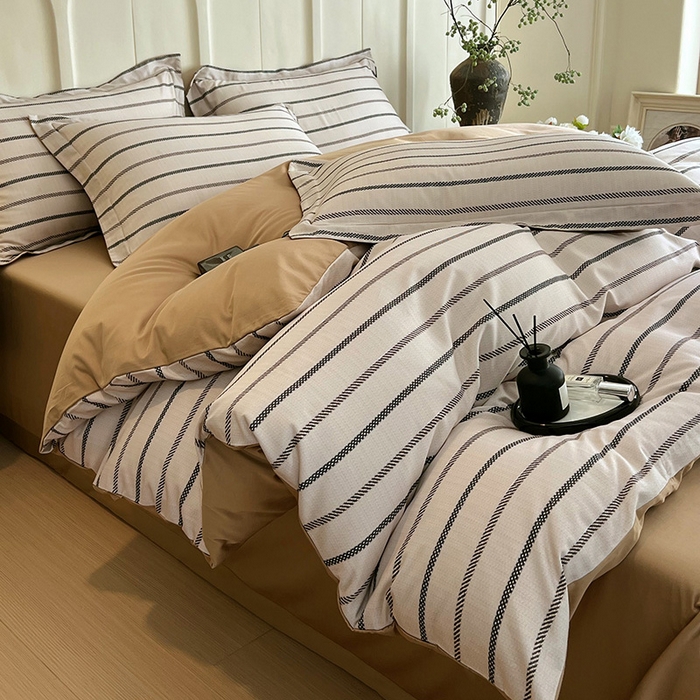 91家纺网 家纺一手货源 找家纺 悦织湾家纺 2025爆款上新【全棉60S长绒棉】100%全棉60S长绒棉四件套纯棉印花床上用品34件套轻奢北欧公主风 格蒂斯-咖