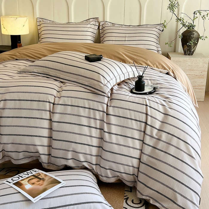 91家纺网 家纺一手货源 找家纺 悦织湾家纺 2025爆款上新【全棉60S长绒棉】100%全棉60S长绒棉四件套纯棉印花床上用品34件套轻奢北欧公主风 格蒂斯-咖