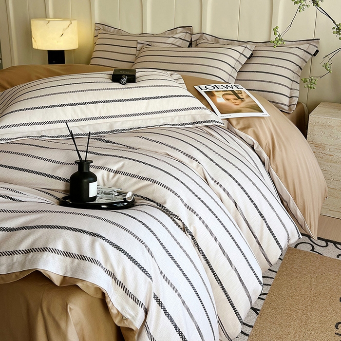 91家纺网 家纺一手货源 找家纺 悦织湾家纺 2025爆款上新【全棉60S长绒棉】100%全棉60S长绒棉四件套纯棉印花床上用品34件套轻奢北欧公主风 格蒂斯-咖