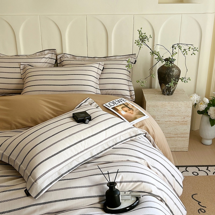 91家纺网 家纺一手货源 找家纺 悦织湾家纺 2025爆款上新【全棉60S长绒棉】100%全棉60S长绒棉四件套纯棉印花床上用品34件套轻奢北欧公主风 格蒂斯-咖