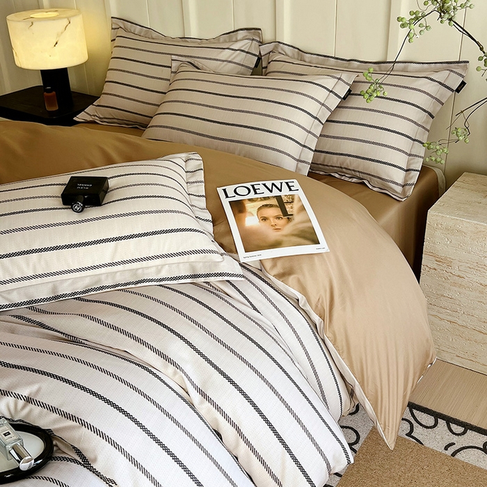 91家纺网 家纺一手货源 找家纺 悦织湾家纺 2025爆款上新【全棉60S长绒棉】100%全棉60S长绒棉四件套纯棉印花床上用品34件套轻奢北欧公主风 格蒂斯-咖