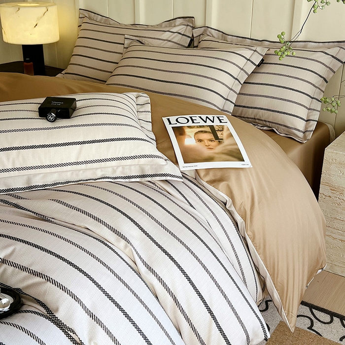 91家纺网 家纺一手货源 找家纺 悦织湾家纺 2025爆款上新【全棉60S长绒棉】100%全棉60S长绒棉四件套纯棉印花床上用品34件套轻奢北欧公主风 格蒂斯-咖