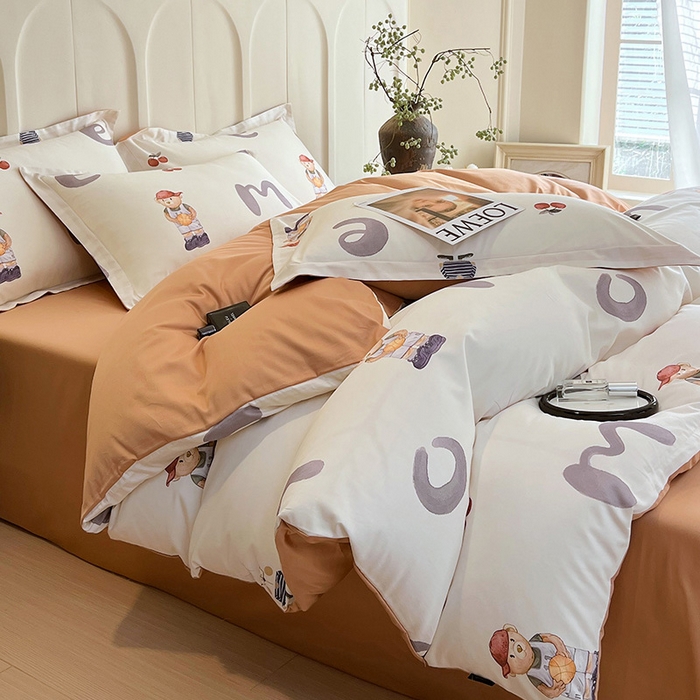 91家纺网 家纺一手货源 找家纺 悦织湾家纺 2025爆款上新【全棉60S长绒棉】100%全棉60S长绒棉四件套纯棉印花床上用品34件套轻奢北欧公主风 卡布奇诺-米