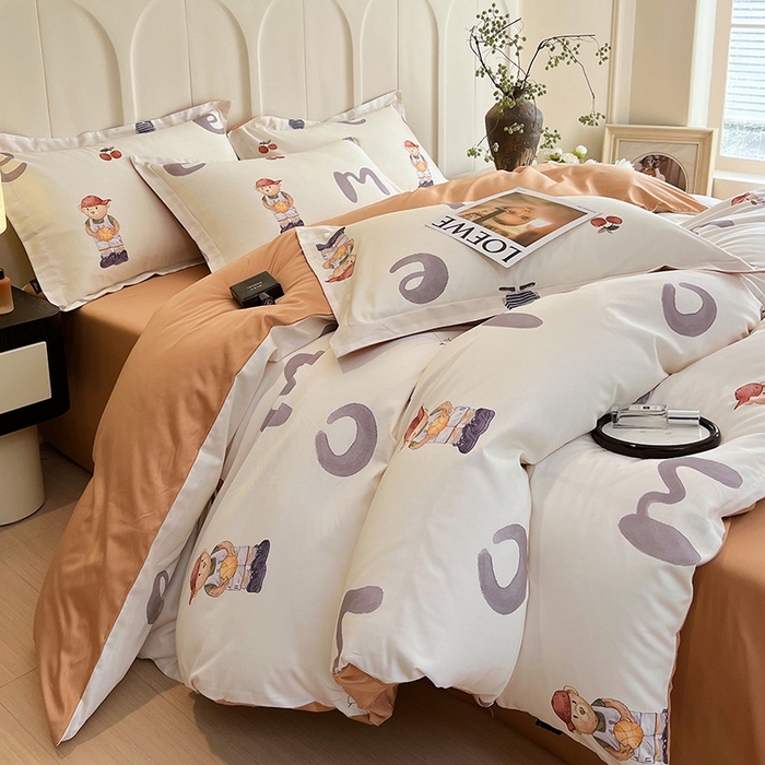 91家纺网 家纺一手货源 找家纺 悦织湾家纺 2025爆款上新【全棉60S长绒棉】100%全棉60S长绒棉四件套纯棉印花床上用品34件套轻奢北欧公主风 卡布奇诺-米