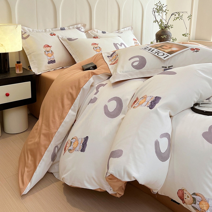 91家纺网 家纺一手货源 找家纺 悦织湾家纺 2025爆款上新【全棉60S长绒棉】100%全棉60S长绒棉四件套纯棉印花床上用品34件套轻奢北欧公主风 卡布奇诺-米