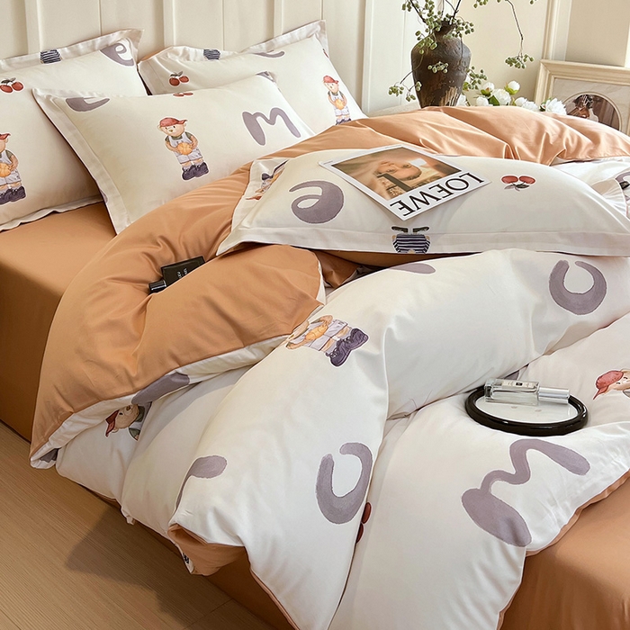 91家纺网 家纺一手货源 找家纺 悦织湾家纺 2025爆款上新【全棉60S长绒棉】100%全棉60S长绒棉四件套纯棉印花床上用品34件套轻奢北欧公主风 卡布奇诺-米