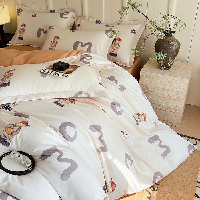 91家纺网 家纺一手货源 找家纺 悦织湾家纺 2025爆款上新【全棉60S长绒棉】100%全棉60S长绒棉四件套纯棉印花床上用品34件套轻奢北欧公主风 卡布奇诺-米