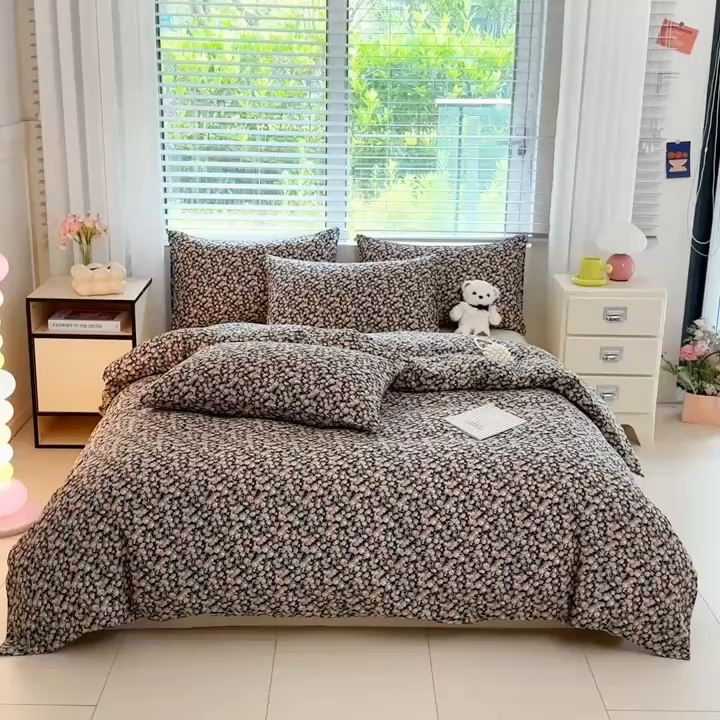 91家纺网 家纺一手货源 找家纺 芙绣家纺2025新款-A类全棉双层纱小清新印花单枕套学生单枕套 繁花似锦