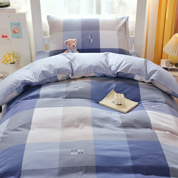 91家纺网 家纺一手货源 找家纺 悦织湾家纺 2025新款13372全棉纯棉印花学生三件套正宗高密度活性环保印染上下铺三件套 记忆-蓝