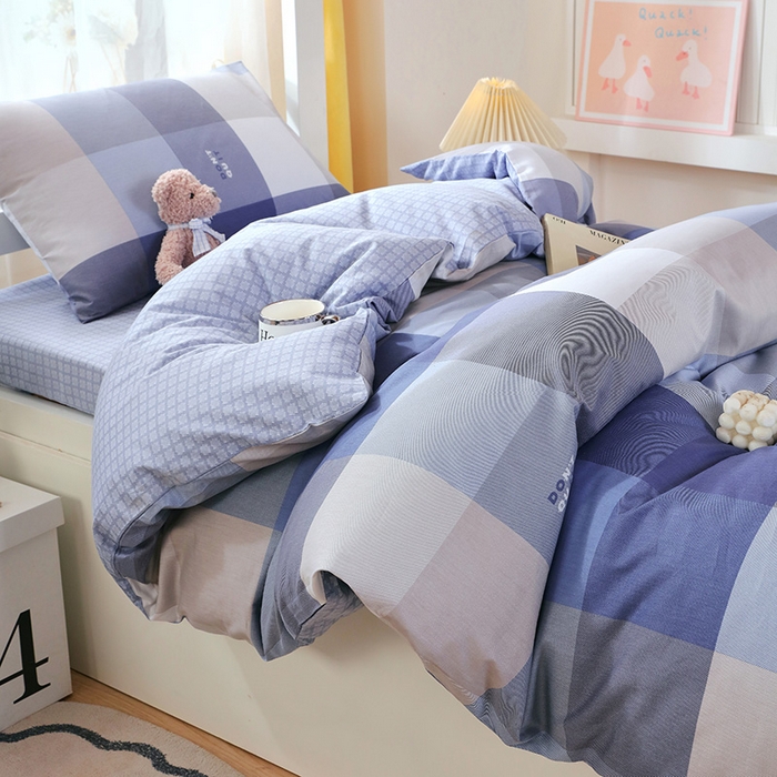 91家纺网 家纺一手货源 找家纺 悦织湾家纺 2025新款13372全棉纯棉印花学生三件套正宗高密度活性环保印染上下铺三件套 记忆-蓝