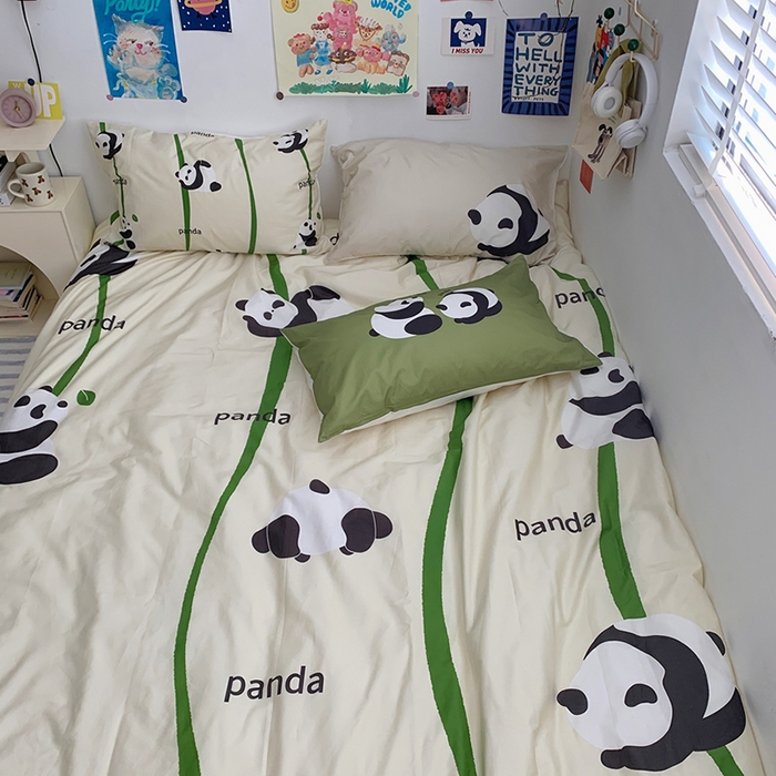 91家纺网 家纺一手货源 找家纺 柚可家居 2024定版数码印花卡通40全棉四件套 实拍图-熊猫