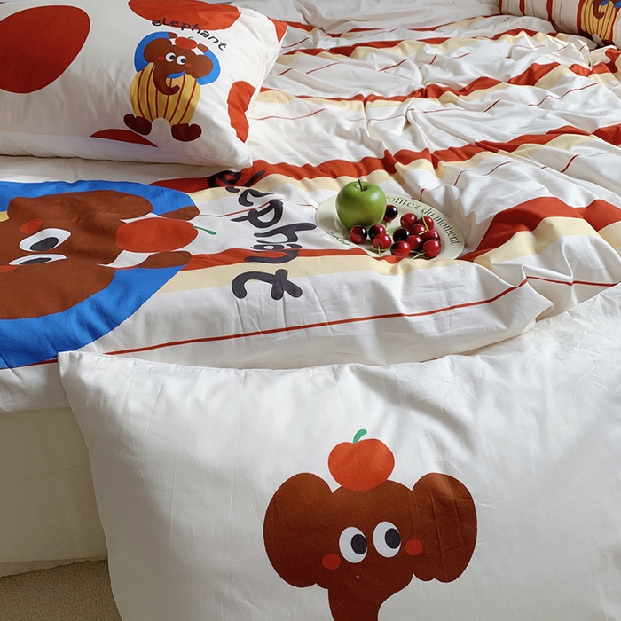 91家纺网 家纺一手货源 找家纺 柚可家居 2024定版数码印花卡通40全棉四件套 ele象