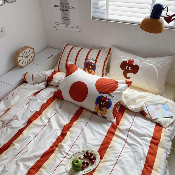 91家纺网 家纺一手货源 找家纺 柚可家居 2024定版数码印花卡通40全棉四件套 ele象