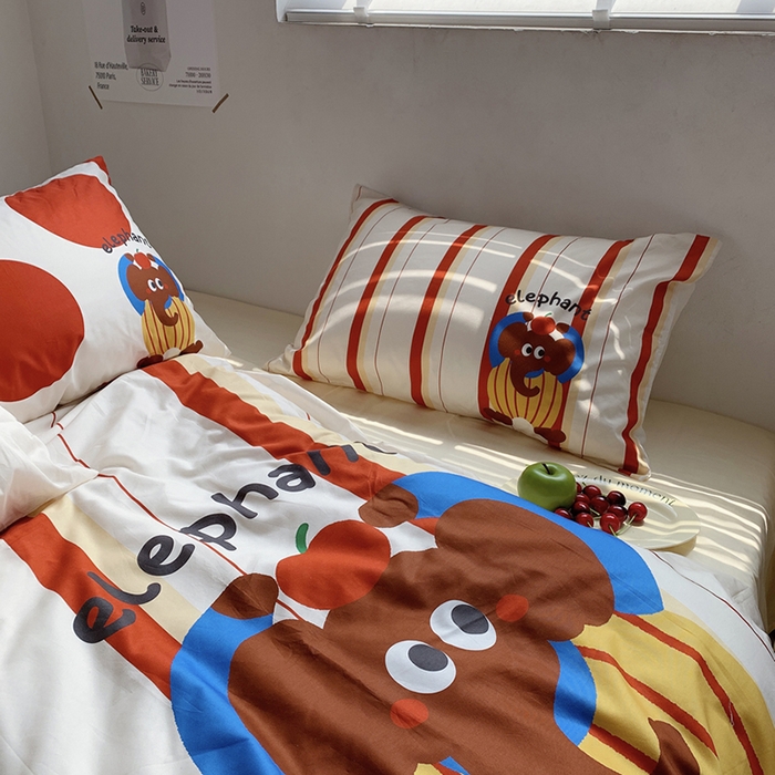 91家纺网 家纺一手货源 找家纺 柚可家居 2024定版数码印花卡通40全棉四件套 ele象