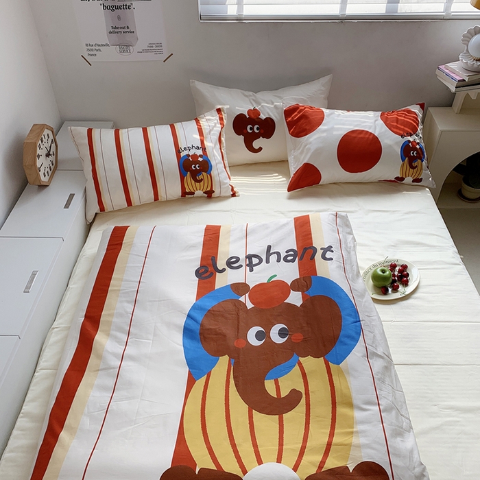 91家纺网 家纺一手货源 找家纺 柚可家居 2024定版数码印花卡通40全棉四件套 ele象