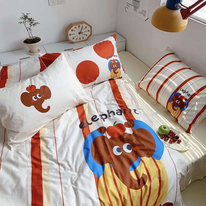 91家纺网 家纺一手货源 找家纺 柚可家居 2024定版数码印花卡通40全棉四件套 ele象