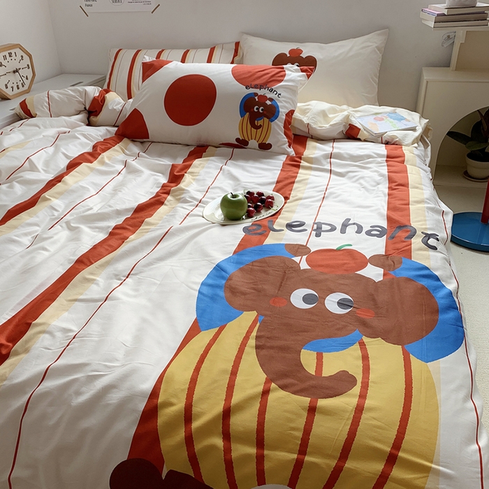 91家纺网 家纺一手货源 找家纺 柚可家居 2024定版数码印花卡通40全棉四件套 ele象