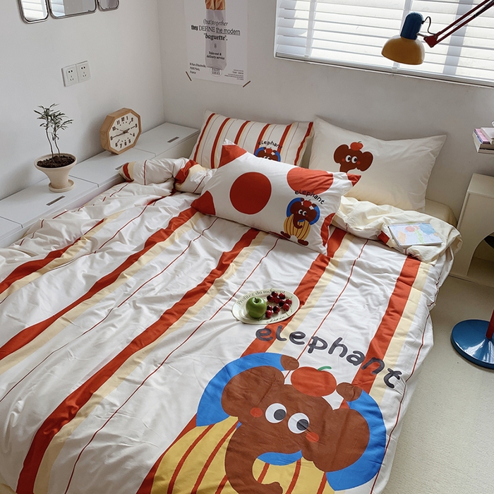 91家纺网 家纺一手货源 找家纺 柚可家居 2024定版数码印花卡通40全棉四件套 ele象